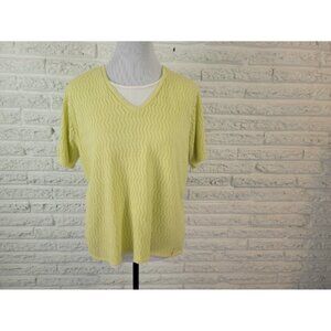 Alfred Dunner Women Sweater Extra Large XL Short Sleeve Yellow YEL19E